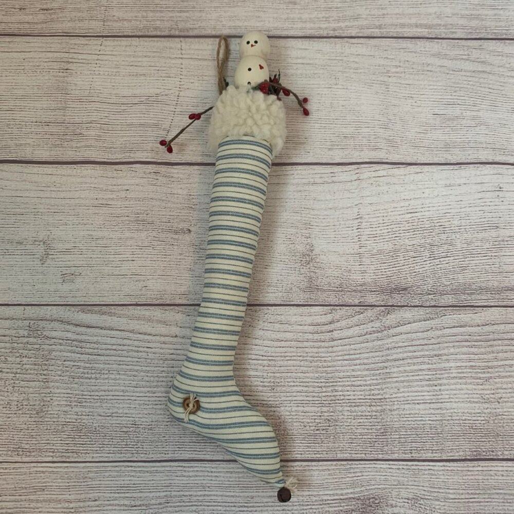 Vintage Snowman Stocking Christmas Ornament Wall Hanging Berries 90s Country 14"